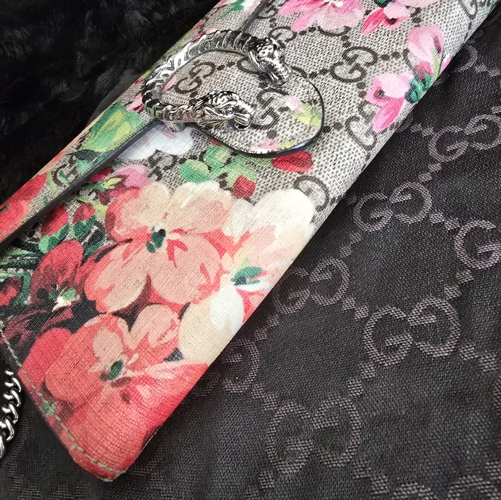 Authentic Gucci Dionysus Wallet On Chain  Blooms Floral Print GG Coated Canvas - Picture 11 of 16